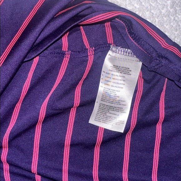 Adidas Women's Button Down Shirt - Black and Pink Stripes - Picture 4 of 4